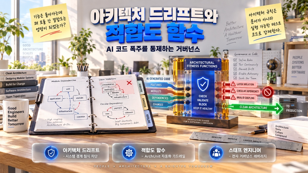 AI 생성 코드의 아키텍처 드리프트 방어: 적합도 함수(Fitness Functions) 기반 거버넌스 설계